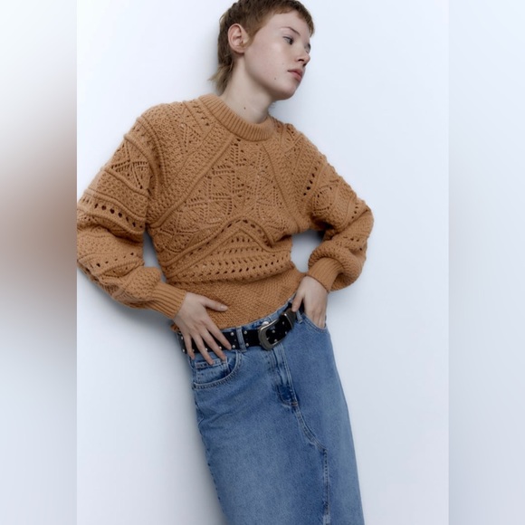 Zara Taupe Brown Wool Blend Open
Knit Sweater - Picture 5 of 11